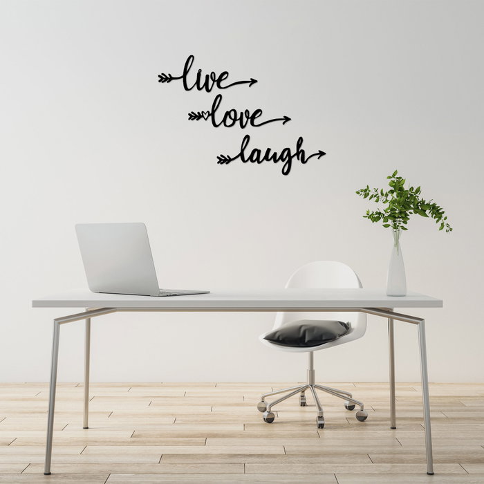 Wallity Live Love Laugh Escultura de pared de metal negra